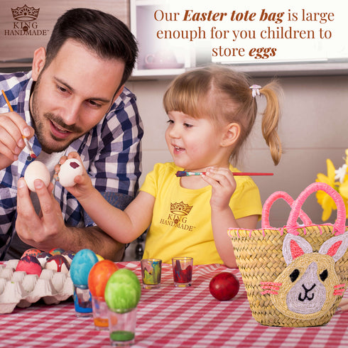 Personalized Create Your Own Easter Moroccan Handmade Straw Basket, Egg Hunts, Spring Birthdays - Customize by Hand with Any Name, Colorful Pompon (Easter, Round) Personalized Touches: Our monogram Easter Baskets for Holiday Are A Memorable Way To Celebrate Easter! Each Basket Can Be Personalized With Your Child’s Name And Colorful Pompon. Makes a great gift: Make Easter Egg Hunts special this year with an unforgettable, one-of-a-kind, personalized basket for your child to proudly display on their egg hunt!